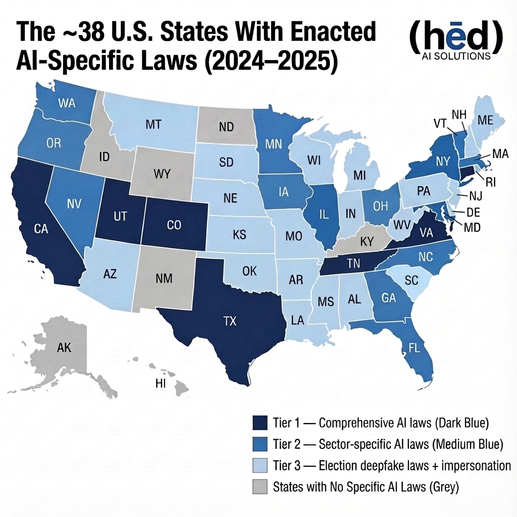 The 2024–2025 State-by-State Guide to U.S. AI Laws (Mapped & Explained)